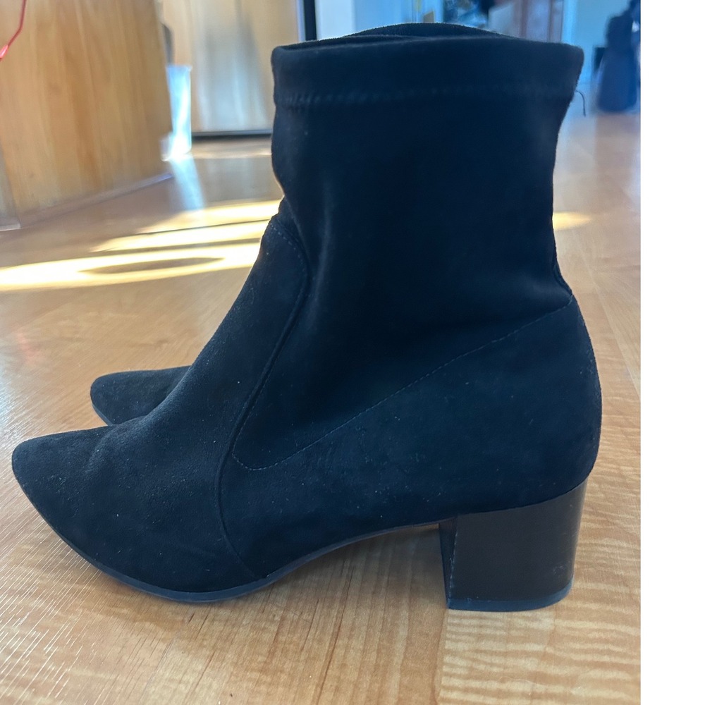 Paul Green Cybil Stretch Ankle Boots Black Suede Block Heel Size 5.5 US 8